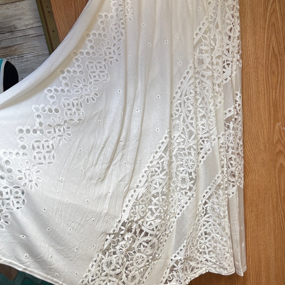 White Lace Maxi Skirt M - Picture 3 of 12